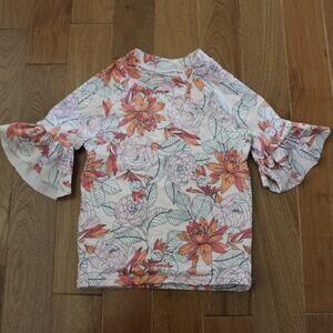 Janie and Jack Short Ruffle Sleeve Floral Rash Guard Bathing Suit Swim Top 8